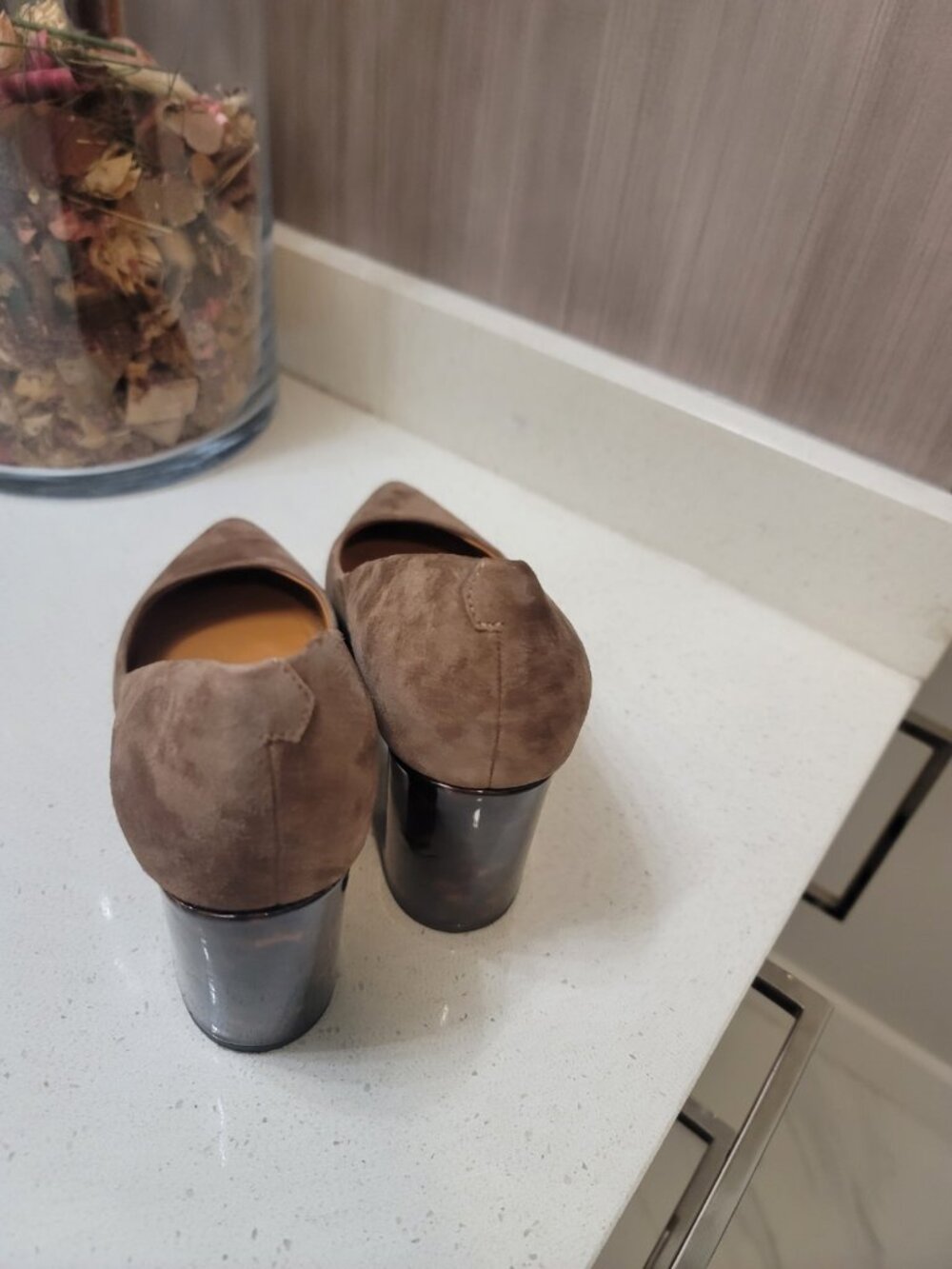 J. McLaughlin Brown Suede Leather Beatrice Heels With Tortoise Block Heel 8 M - Picture 3 of 10
